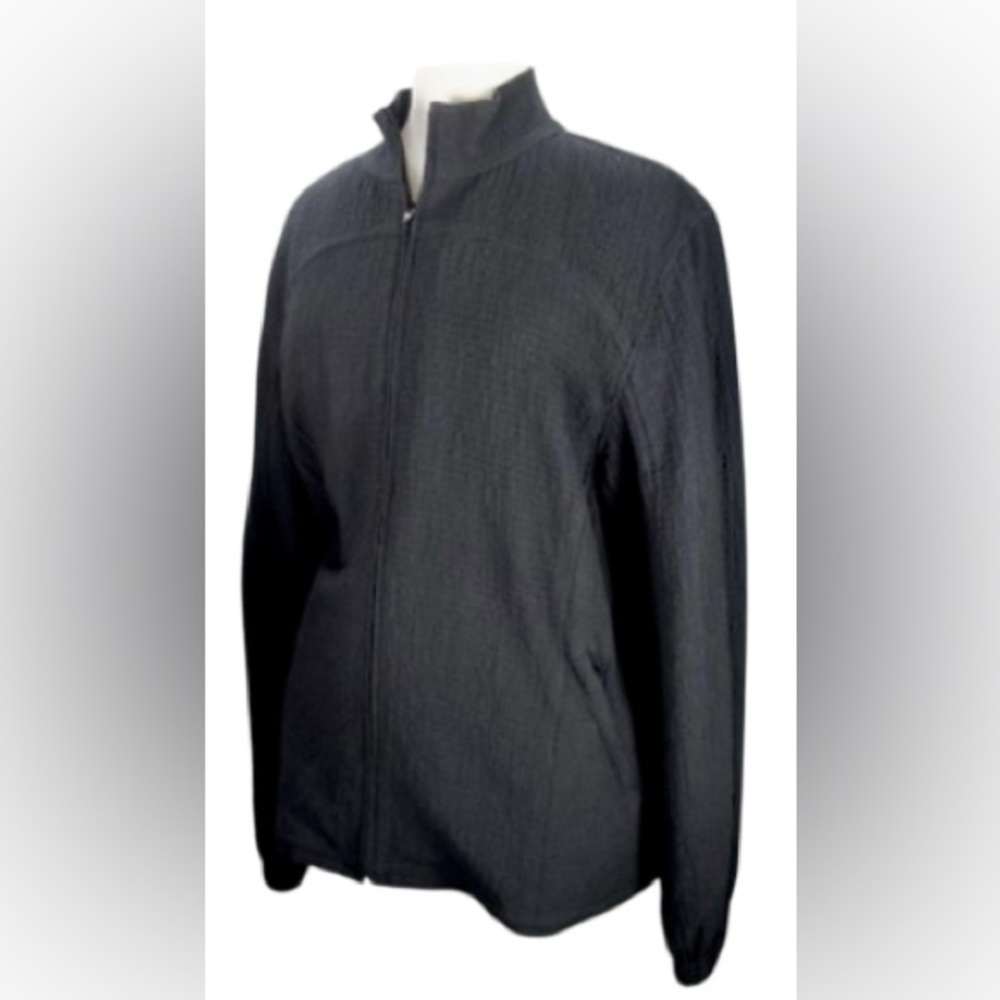 Orvis Full Zip Jacket Women's LP  Black Puckered Long-Sleeve
Windbreaker Coat